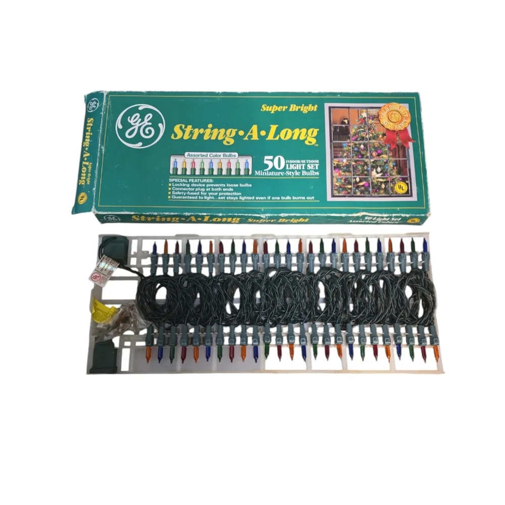 Vintage GE String-A-Long Super Bright Lights 50 Count New in Box